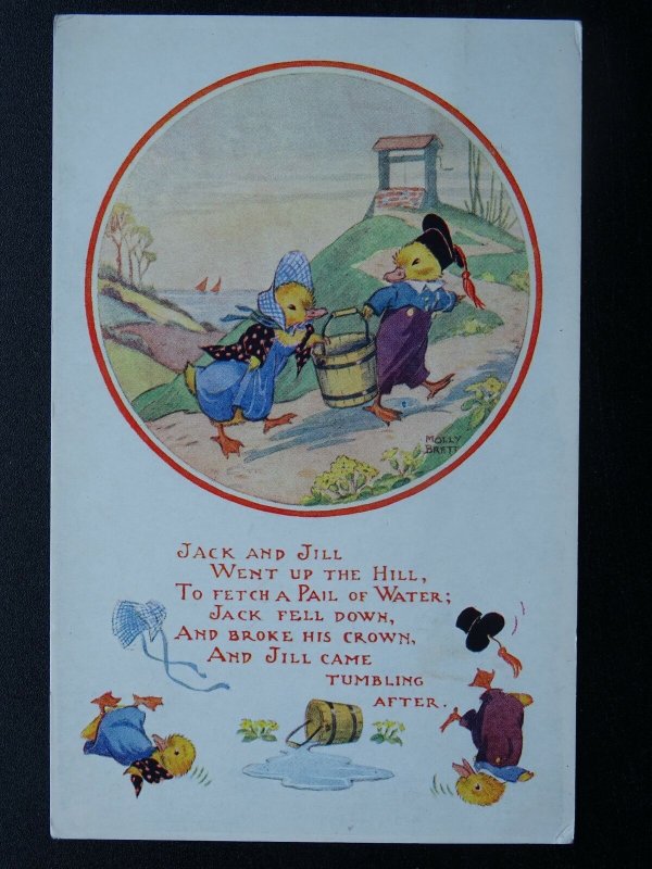 Nursery Rhyme DUCKS - JACK & JILL by Artist Molly Brett - Old Postcard