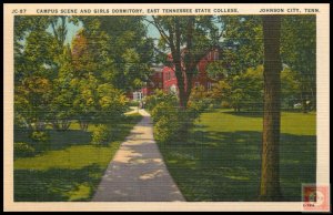 Campus Scene and Girls Dormitory, East Tennessee State College, Johnson City,...