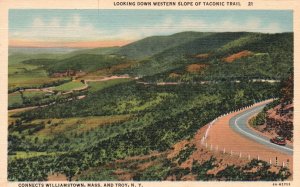 Vintage Postcard Looking Down Western Slope Taconic Trail Williamstown Mass.
