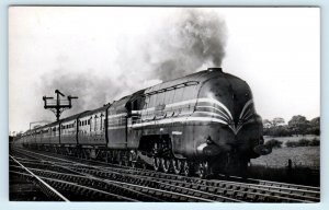 RPPC PRESTON, UK  ~ Coronation Scot L M S RAILROAD TRAIN c1940s Postcard