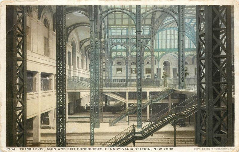 c1910 Postcard Pennsylvania Station Main & Exit Concourses NY Detroit Publishing