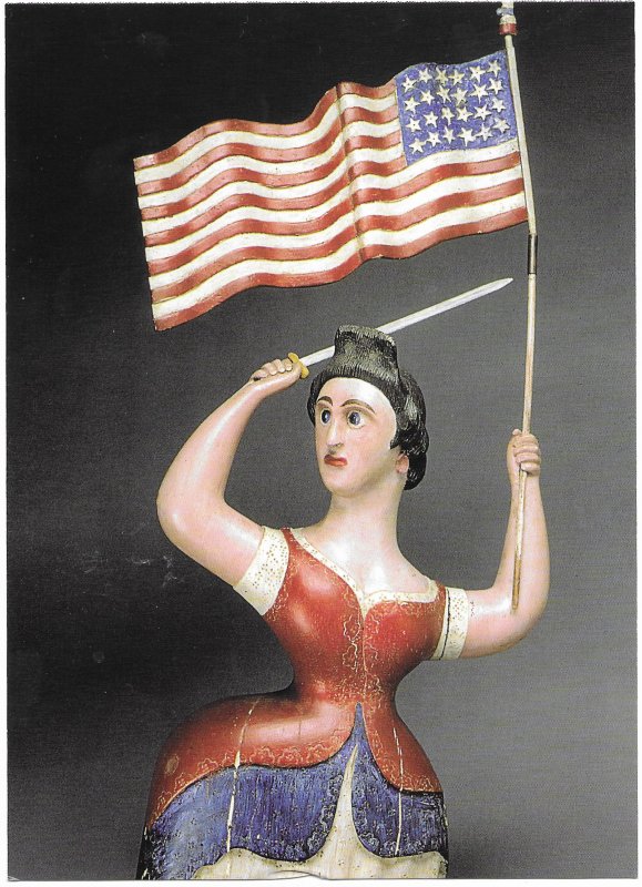 US Patriotic Postcard. 19th Century of a woman with 24 star flag. issued 2003