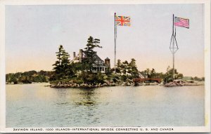 Zavikon Island 1000 Islands NY Bridge Connecting US and Canada Postcard F31