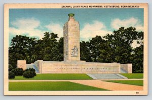 Eternal Light Peace Monument Gettysburg PA Postcard 1938 FDR Dedication