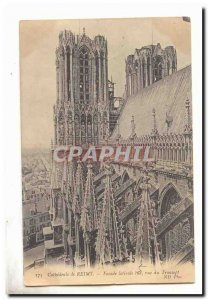 Reims Postcard Old Facade Side view south transept