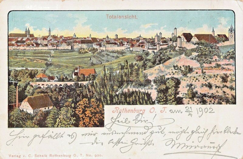 ROTHENBURG ob der TAUBER BAVARIA GERMANY~TOTALANSICHT~1902 C SCHALK  POSTCARD