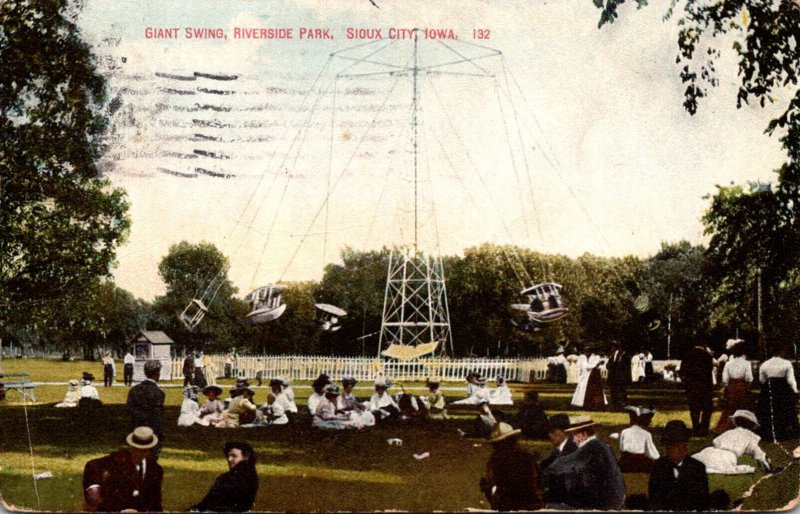 Iowa Sioux City Riverside Park Giant Swing 1909