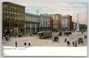 GA Augusta Georgia Broad Street Busy Downtown Scene c1907 Postcard C32