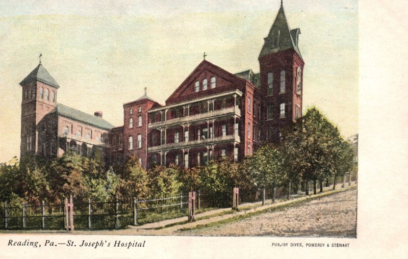 St. Joseph's Hospital Reading Pennsylvania Medical Building Street View Postcard United States