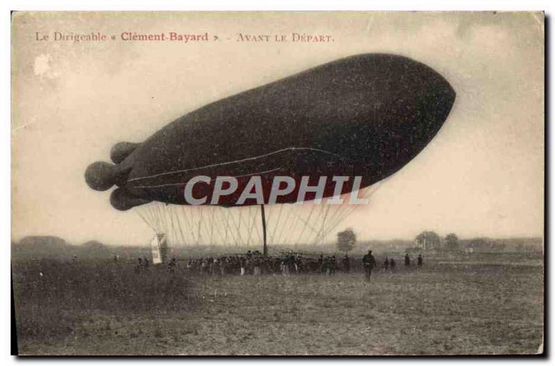 Old Postcard Aviation Zeppelin airship Clement Bayard Before departure