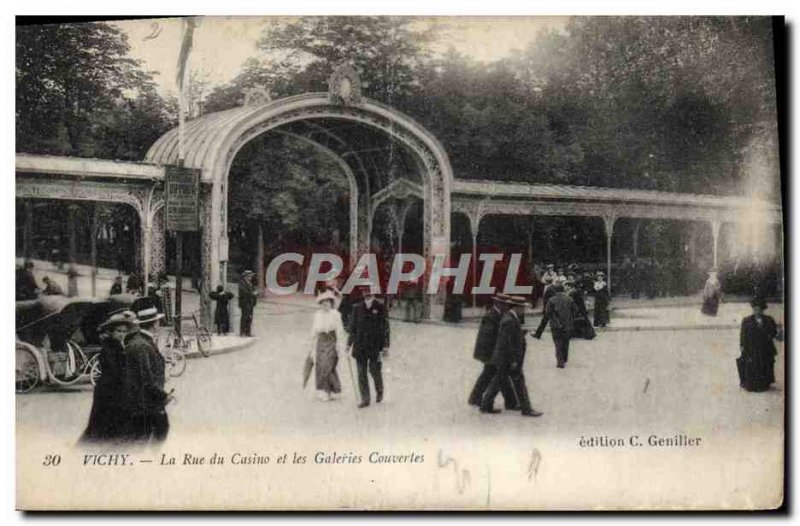 Old Postcard Vichy La Rue Du Casino & Hedged Galleries