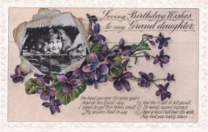 Grand Daughter in Rabbit WW1 Wicker Basket Old Greetings Postcard