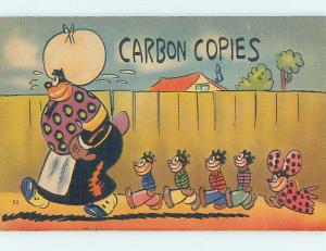 Linen black americana postcard J6119