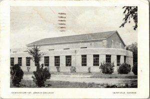 Gymnasium at St. John's College, Winfield KS Vintage Postcard J29