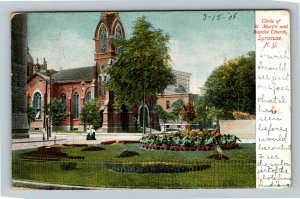 Syracuse NY-New York Circle Of St Mary's & Baptist Church Vintage c1908 Postcard
