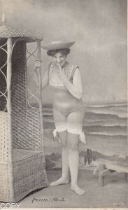 Pinup girl Bathing Petite No 5 c1907 postcard BC106