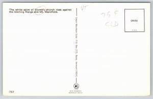 Mt Mansfield Vermont~Air View Stowes Church & Sterling Range~Vintage Postcard