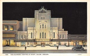 Salem  Oregon The Elsinore Theatre Exterior by Night View Vintage Postcard U893