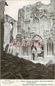 Old Postcard Arras Church Portal Saint John the Baptist and lateral side