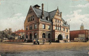 ROCK ISLAND, Illinois IL  POST OFFICE  Bicycles HOYT'S PIANOS SIGN 1908 Postcard