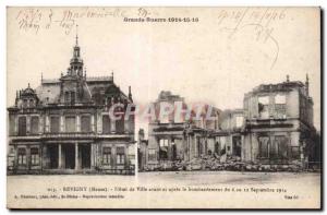 Old Postcard Great War Revigny (Meuse) Hotel de Ville before and after the bo...