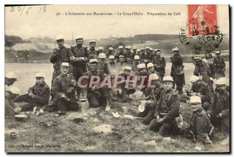 Old Postcard L & # 39Infanterie Maneuvers In The Big d & # 39Halte Preparatio...