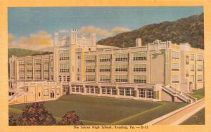 READING, PA Pennsylvania     SENIOR HIGH SCHOOL     c1940's Linen Postcard