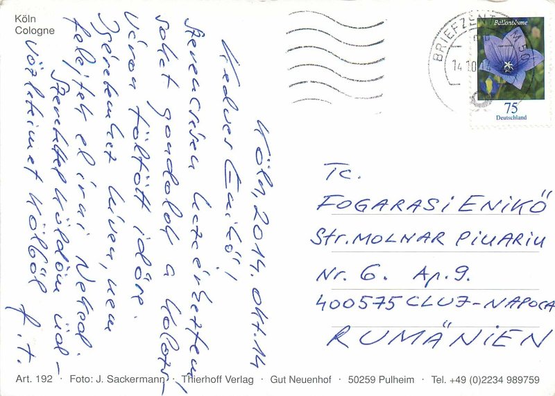 Germany Postcard Cologne night sight