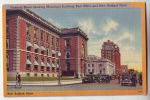 P237 JL postcard 1950 new bedford ma old cars street scene