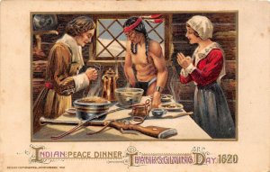 Thanksgiving  Peace Dinner, Thanksgiving Day 1620 Winsch Vintage Postcard U4827