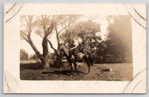 RPPC Woman on Horseback in Field Postcard F21