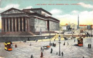 uk27656 lime street and st georges hall liverpool  uk tram tramway