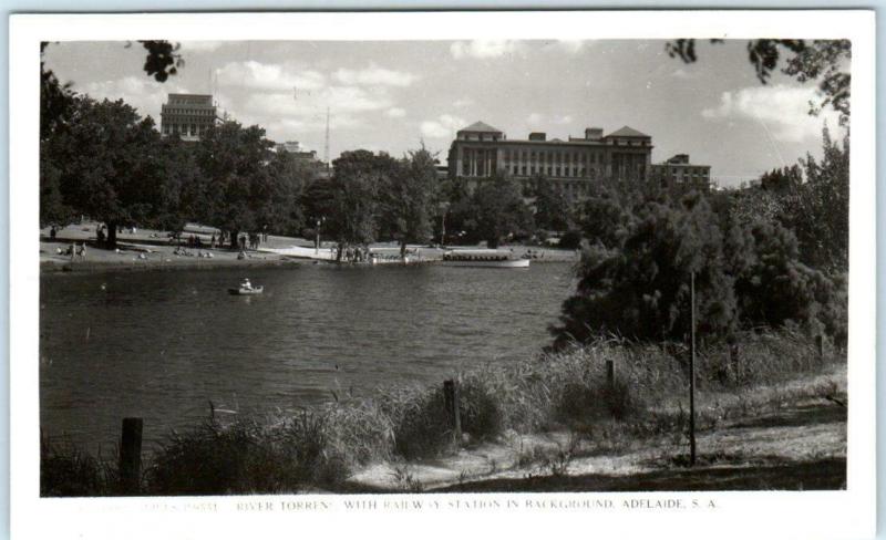 RPPC  ADELAIDE, S.A. Australia RIVER TORRENS Railway Station Sandeman's Postcard