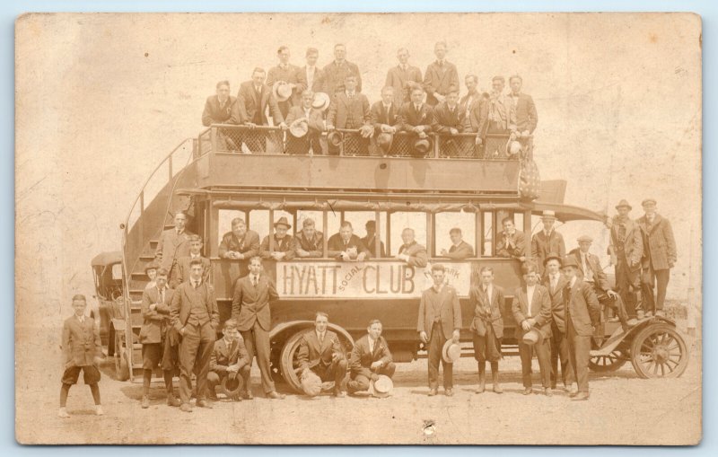 RPPC Hyatt Roller Bearing Company Social Club Bus Real Photo Postcard