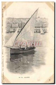 Postcard Old fishing boat Algiers Algeria