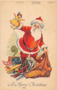 F61/Santa Claus Merry Christmas Holiday Postcard c1910 Kila Montana Doll Toys 14