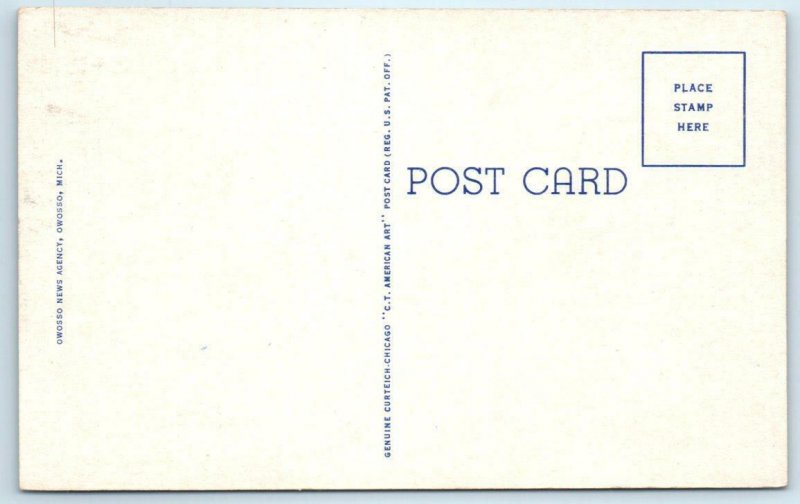 OWOSSO, Michigan MI~Capitol Theatre MAIN STREET Shiawassee County 1940s Postcard 