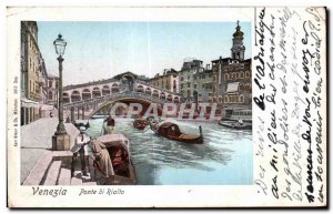 Old Postcard Venezia Rialto Bridge