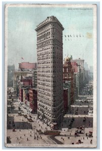 Madison New York Postcard Flat Iron Building Aerial View Streetcars 1911 Vintage