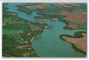 Georgetown Maryland MD Postcard Sassafras River Aerial View Showing Marina c1960