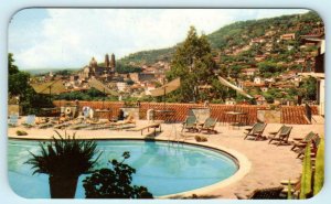 TAXCO, Guerrero Mexico ~ Swimming Pool HOTEL de la BORDA ca 1950s-60s  Postcard