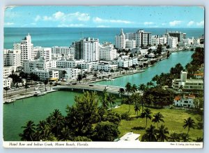 Miami Beach Florida FL Postcard Bird's Eye View Hotel Row And Indian Creek 1965