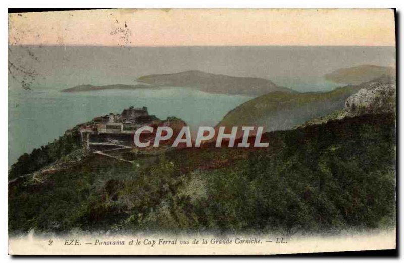 Old Postcard Eze Panorama And Cape Ferral Views From The Grande Corniche