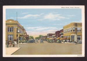 PRATT KANSAS DOWNTOWN MAIN STREET SCENE OLD CARS VINTAGE POSTCARD