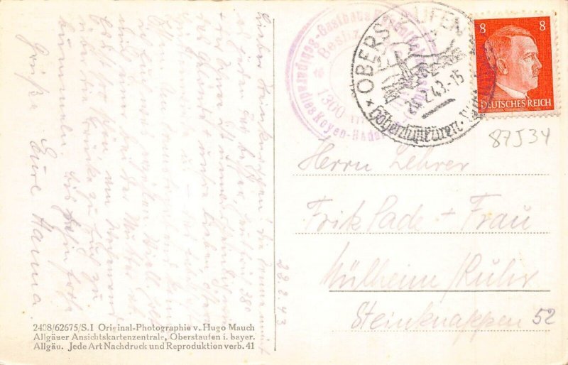 L320 Germany 1943 Skiparadies des Hochhaetrich bei Oberstaufen Steibis postcard