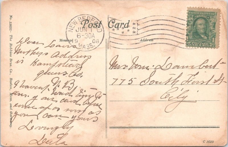 Original Antique 1908 Postcard FAIRHAVEN HIGH SCHOOL - Fairhaven, Massachusetts