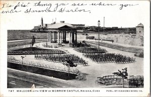 MALECON WITH VIEW OF MORROW CASTLE, HAVANA, CUBA Vintage Antique Postcard KJ9