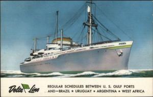 Delta Line Steamship US Gulf Ports & South America c1950 Postcard