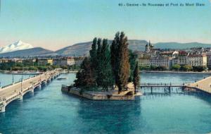 Switzerland Genéve Ile Rousseau et Pont du Mont Blanc 02.81