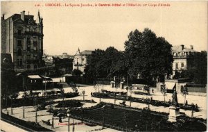 CPA LIMOGES Le Square Jourdan, le Central-Hotel et l'Hotel du 12e (611260)